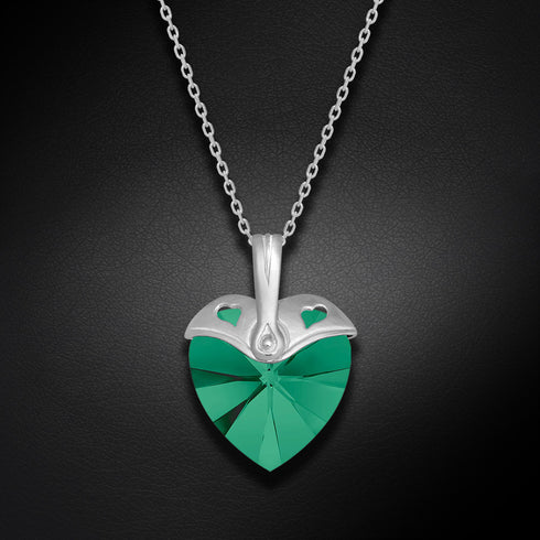 Серебряный кулон "Купидон (Изумруд)" с кристаллами Swarovski™